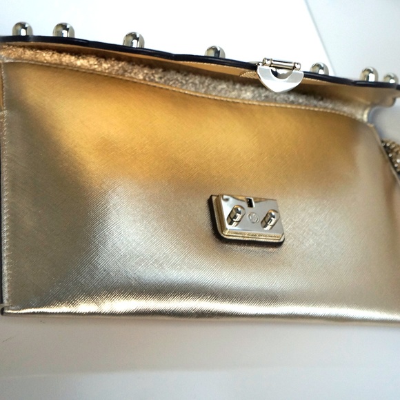 Guess Fall In Love Clutch Handbag Metallic Studded - Picture 5 of 5